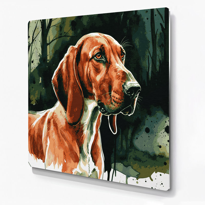 «Dogs Redbone Coonhound», art mural en métal vert, H 8 po x l 8 po