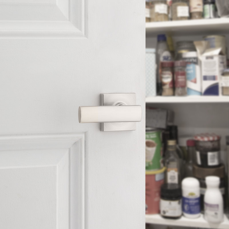 Breton Single Dummy Door Lever with Breton Rosette, Satin Nickel
