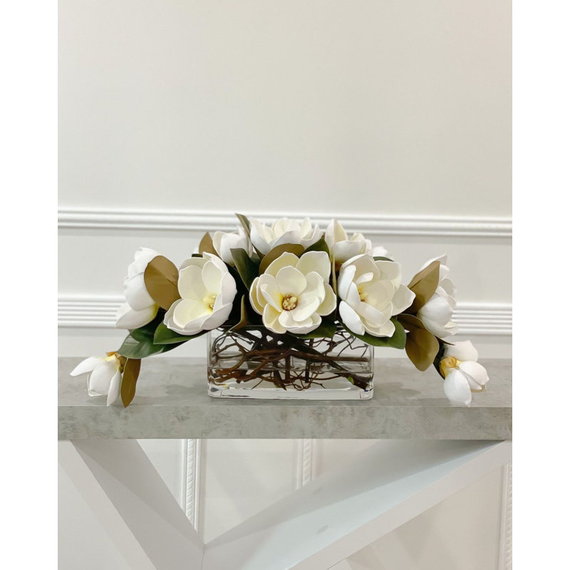 White Magnolia Real-Touch Faux Floral Centerpiece