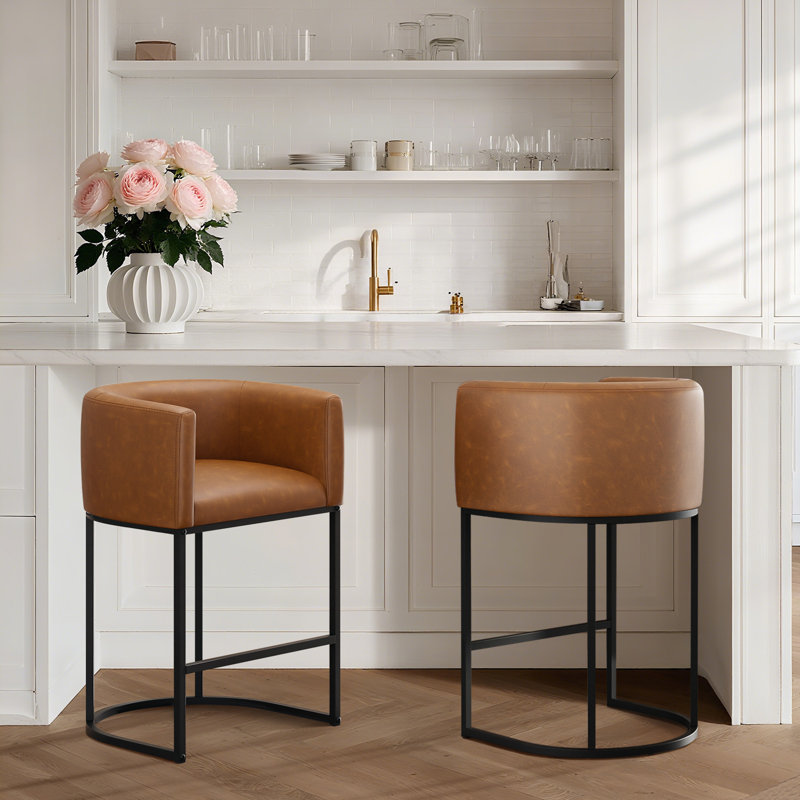 Tabouret de bar en polyuréthane, Brun jaunâtre