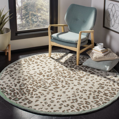 Jamon Martha Stewart Hand Tufted Wool/Viscose Animal Print Rug in Grassland Green