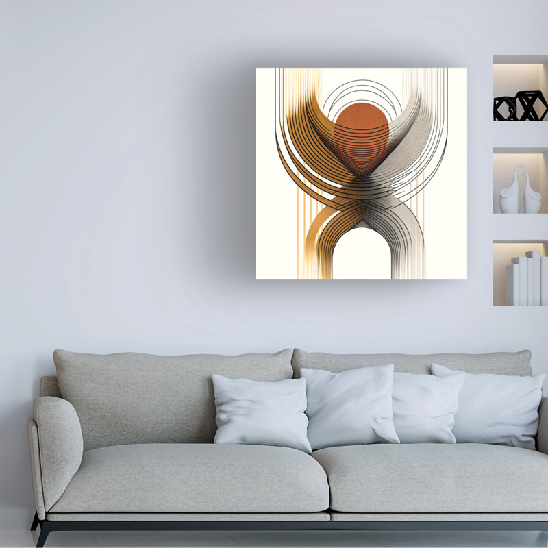"Abstract Mid Century Abstract", peinture sur toile, H 18 po x l 18 po x P 2 po