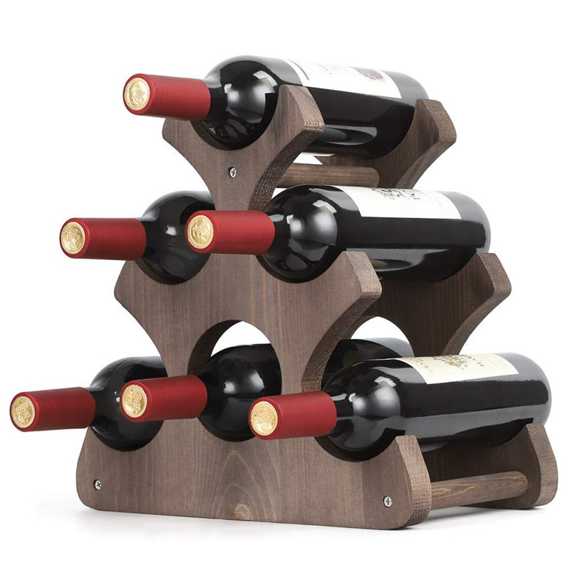 Chesna 6 Bottle Tabletop Wine Bottle Rack in Brown