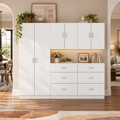 78.7" W x 70" H Multi-Functional Kitchen Pantry Cabinet