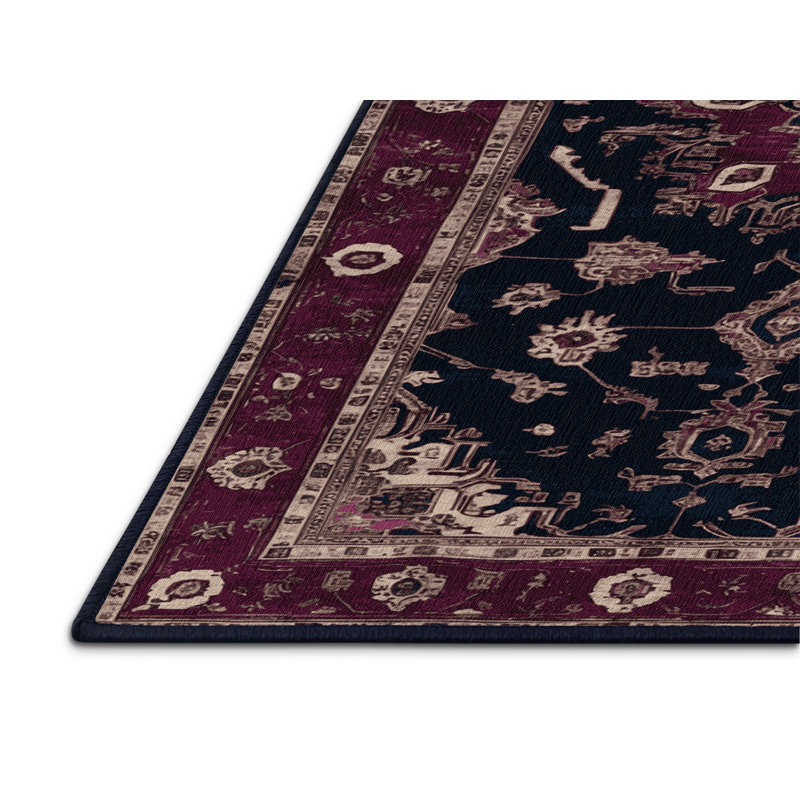 Tapis mauve lavable à la machine, Rond 7 pi