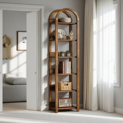 Storage Rack,6-Tier Bookshelf,Slim Arched Bookcase