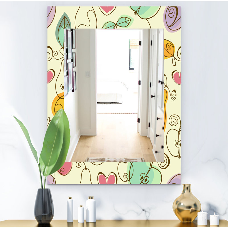 Miroir mural bohémien, H 24 po x l 32 po, Fleur 1