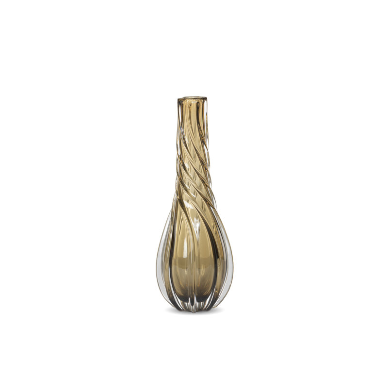 Twirl Glass Vase, Amber, Medium, 15.2" H x 5.3" W x 5.3" D, 11 pieces