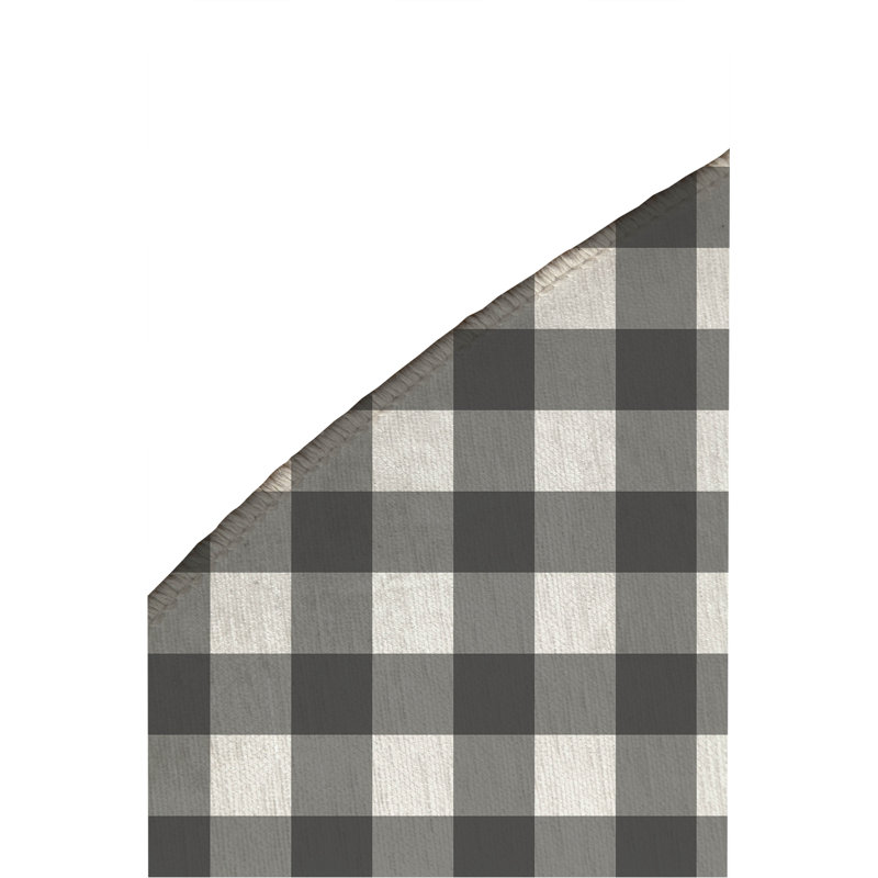 Proper Gingham Non-Slip Outdoor Rug, Round 5'