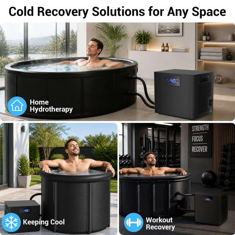 Refroidisseur d'eau pour bain de glace 1/3 HP pour baignoires à eau froide - refroidit 79 gallons avec pompe et tuyaux