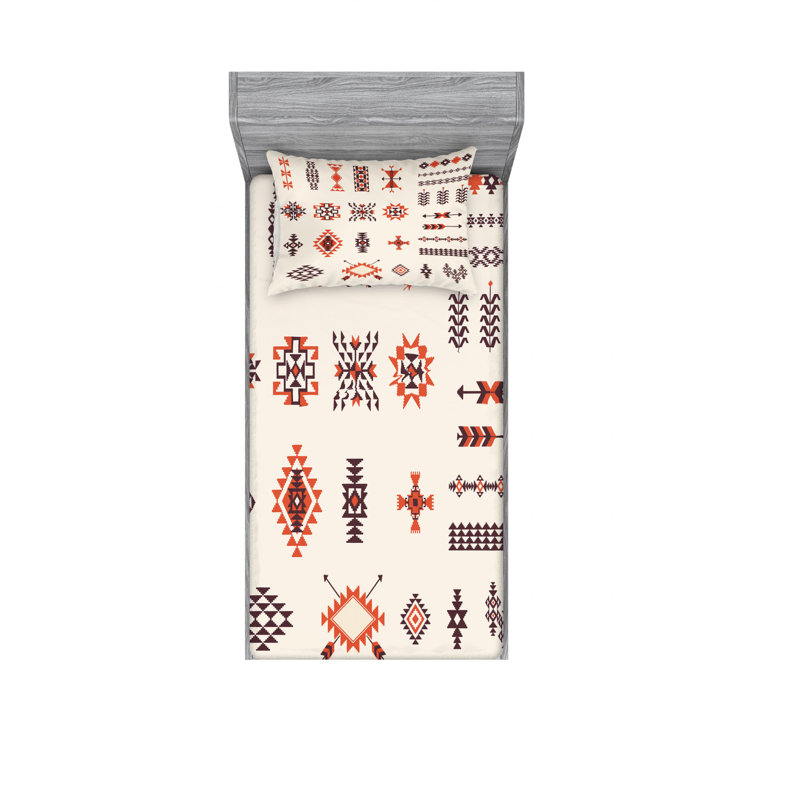 Microfiber Geometric Sheet Set, Twin XL Sheet Set with Fitted Sheet