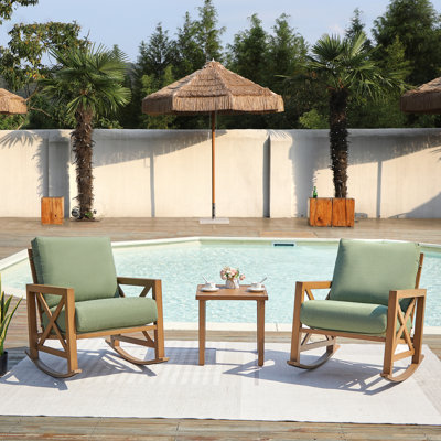 Isfried 3 Piece Metal Frame Outdoor Conversation with Thick Cushions