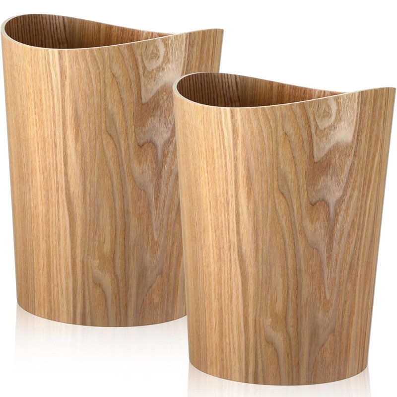 Poubelle ronde en bois naturel