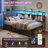Corner Bed Frame with 3 Drawers and Storage Bookcase, Daybed with Charging Station and LED Lights-2101053987-2101276667