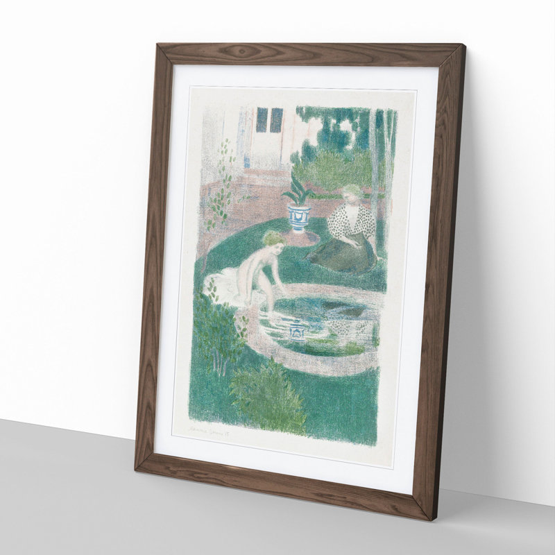 The Reflection in the Fountain by Maurice Denis - Picture Frame Painting, 36cm H x 27cm W x 2cm D, Walnut Framed