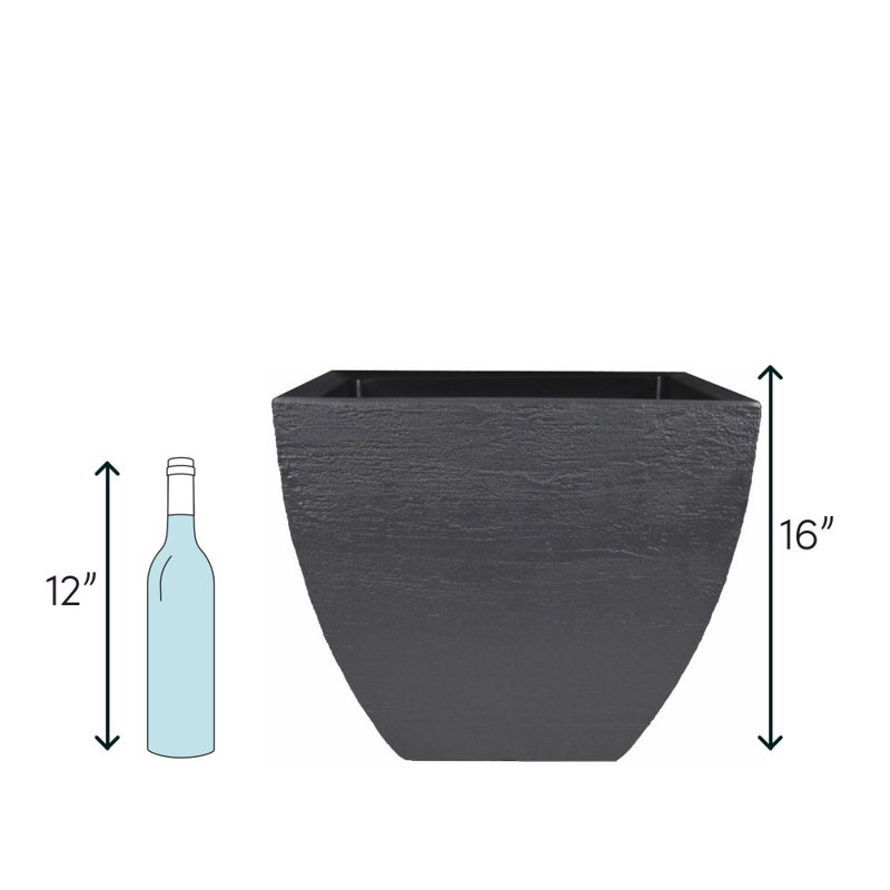 Pot à fleurs en plastique Jattin, Ardoise, H 16 po x l 16 po x p 13 po