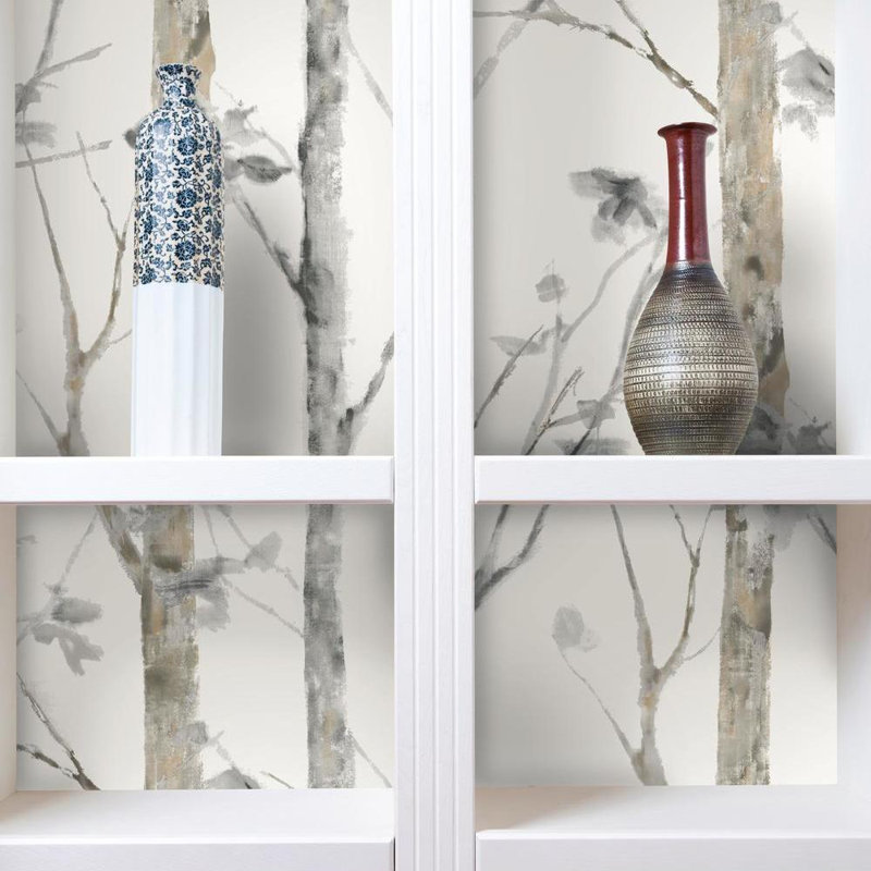 Rouleau de papier peint adhésif 16,5 pi x 20,5 po Ballywillin Birch Tree