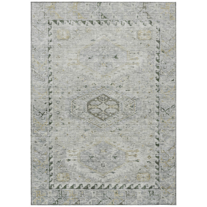 Machine Washable Indoor/Outdoor Earleville ACN2357 Traditional Rug, Rectangle 2'6" x 3'10"