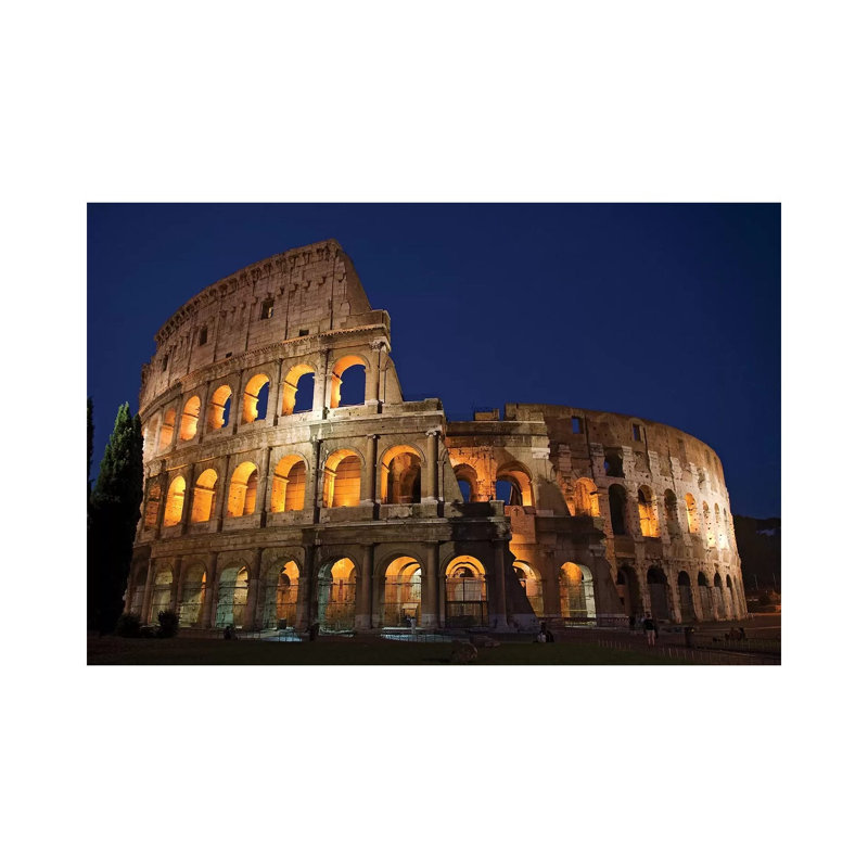 Italy, Rome, Colosseum. Night Scene At Landmark. by Jaynes Gallery - Wrapped Canvas Print, 66.04 cm H x 45.72 cm W