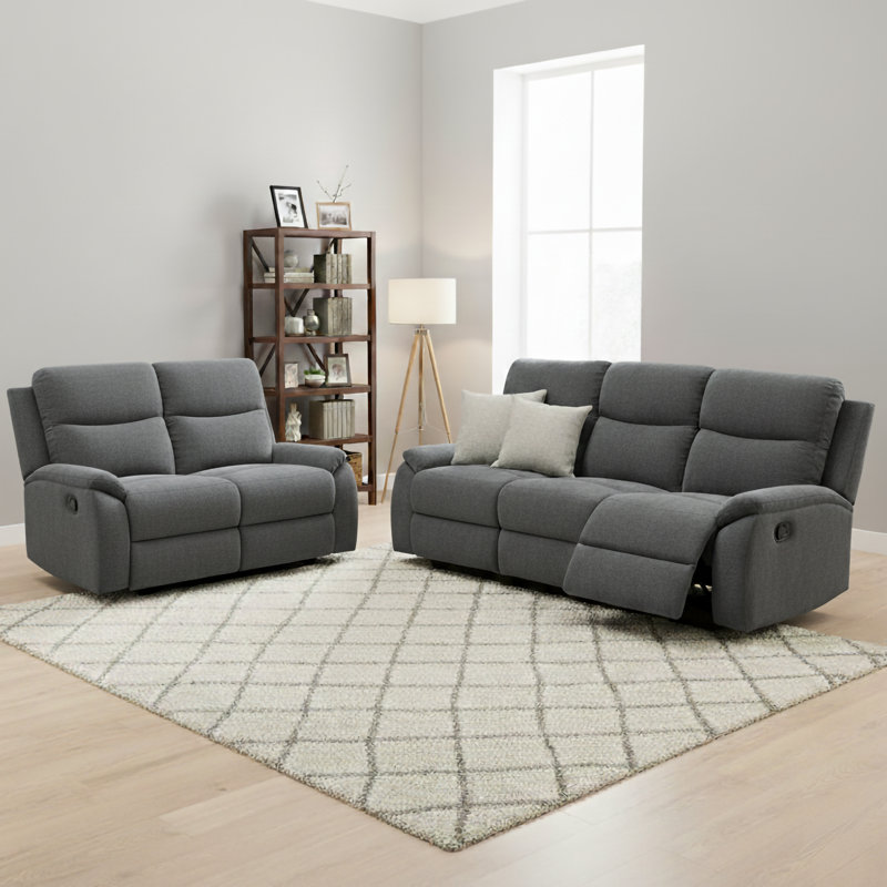 Ensemble de salon inclinable 2 pièces Abraya, gris