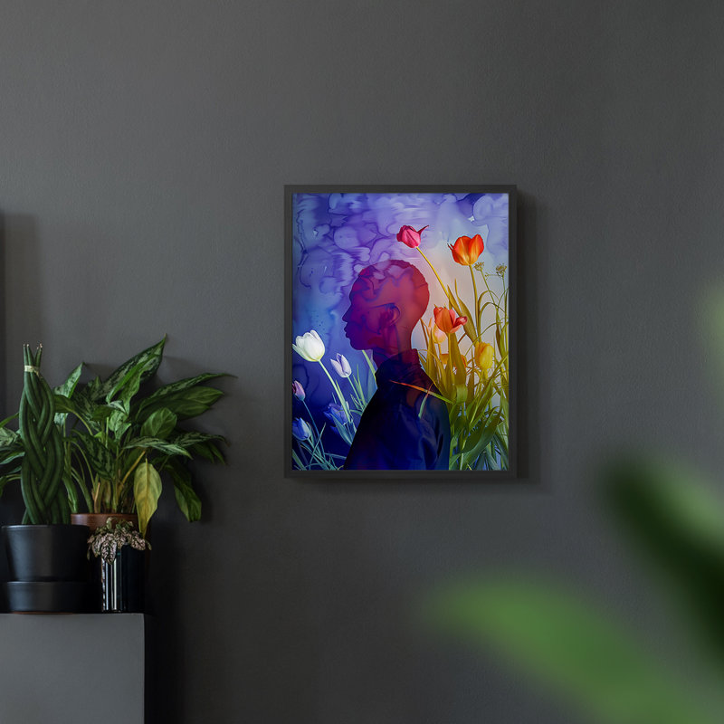 FLORAL Series DCCCXIII  -Premium Framed Print -Ready to Hang - No Nails Required, Black, 11" H x 9" W