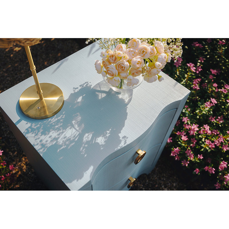Helena Solid Wood End Table, Blue