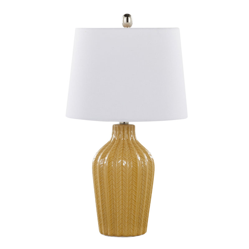 Contemporary Accent Table Lamp, Yellow, White