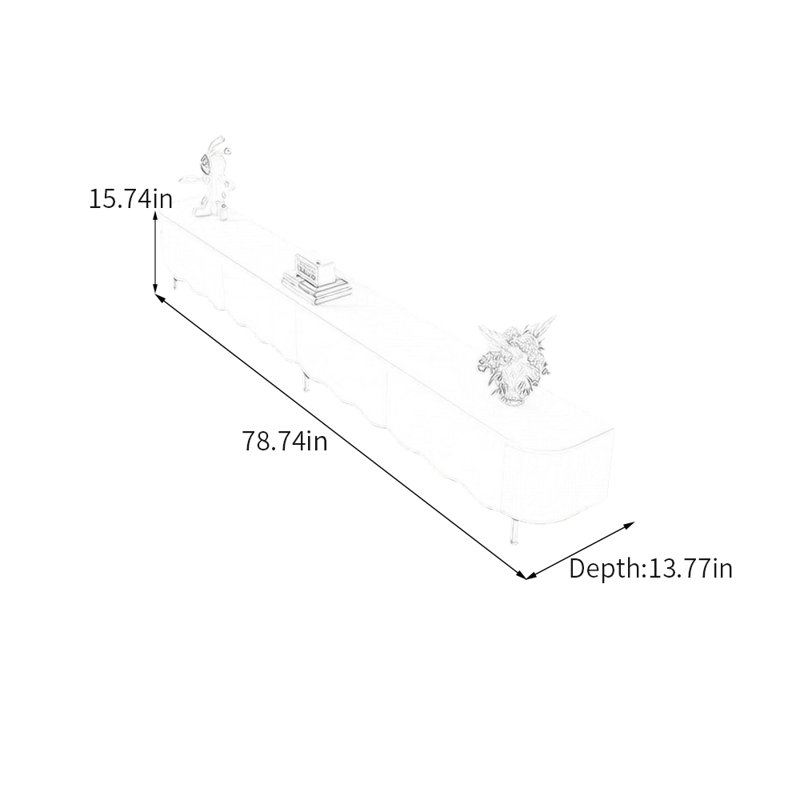 Hollaway, 15.74"H x 78.74"L x 13.77"W, Blanc