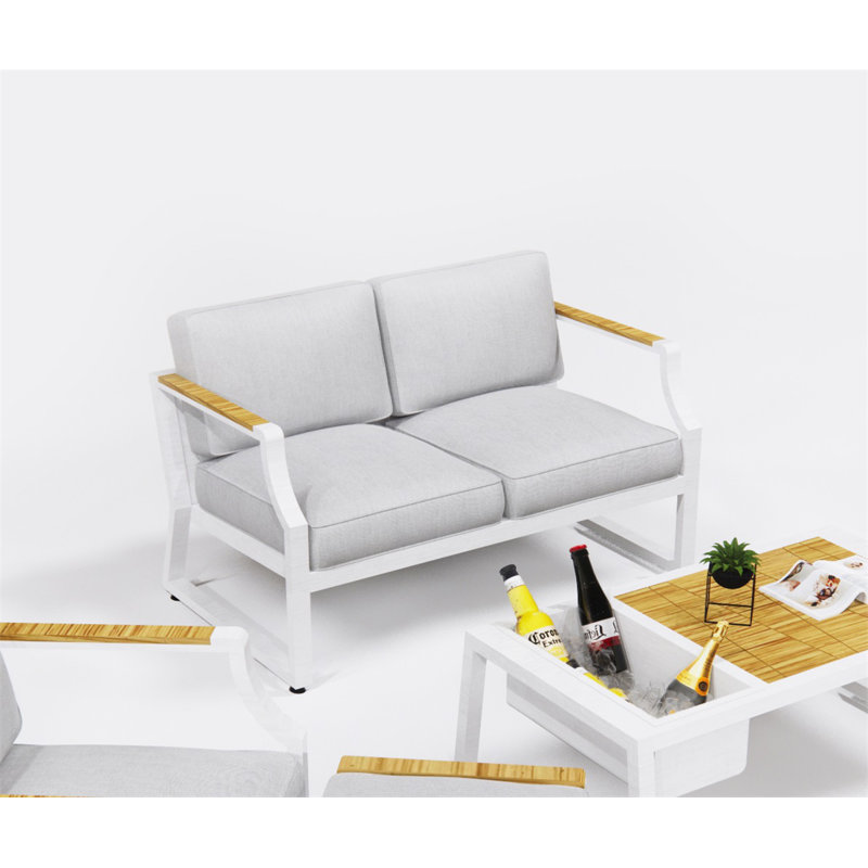 Causeuse d'extérieur avec coussin Suarez, Blanc