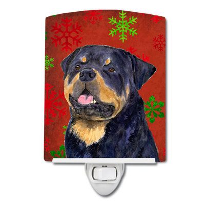 Rottweiler Snowflakes Holiday Christmas Ceramic Night Light