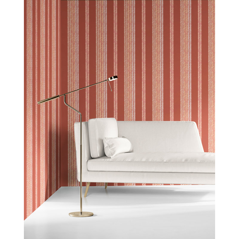 Peregrine | Woven Stripe Wallpaper Double Roll, Red/Pink