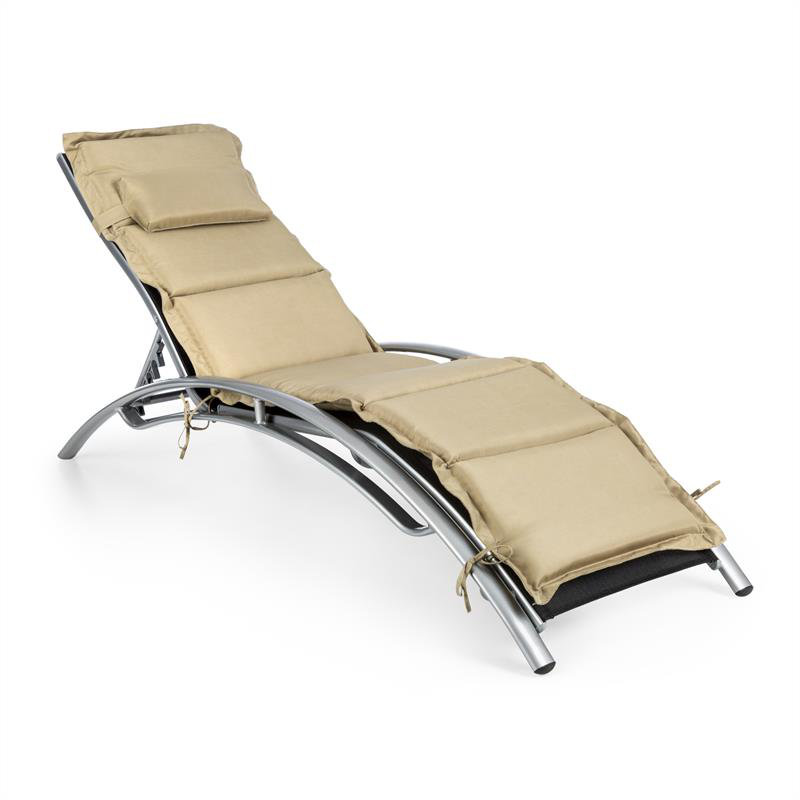 155cm Long Reclining Single Chaise with Cushions, Beige