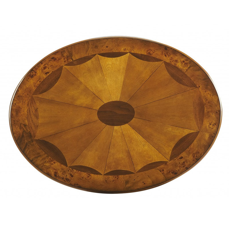 Table basse ovale en bois brun de 25 po avec tiroir et tablette
