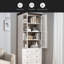 Armoire de rangement blanche en panneau de fibres à densité moyenne blanche, grands armoires de cuisine avec portes en verre et tablettes réglables, armoire de rangement autoportante pour la cuisine, le salon