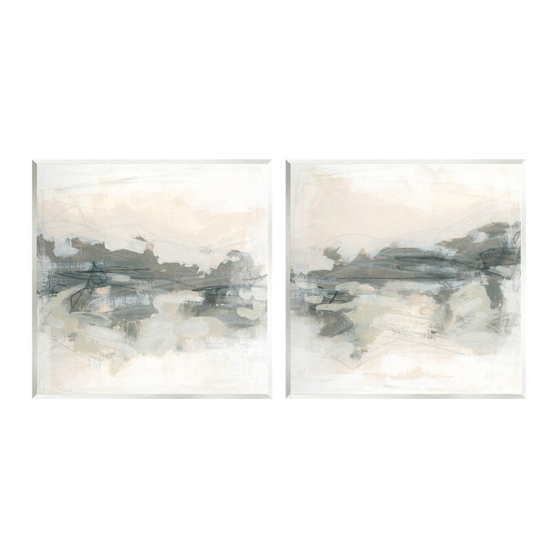 Modern Abstract Gray and Beige Wood Wall Art Set