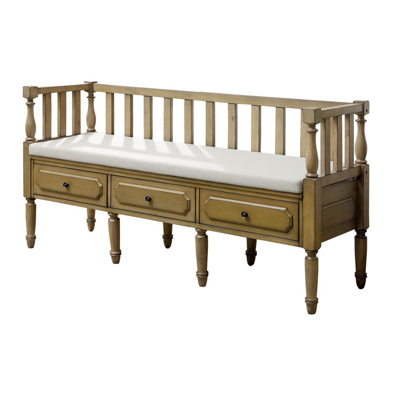 Drumkeeran Fabric Upholstered Storage Bench, Weathered Natural Tone