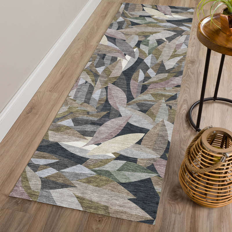 Machine Washable Indoor/Outdoor Jourdan ACN2383 Floral Rug, Runner 2'3" x 7'6"