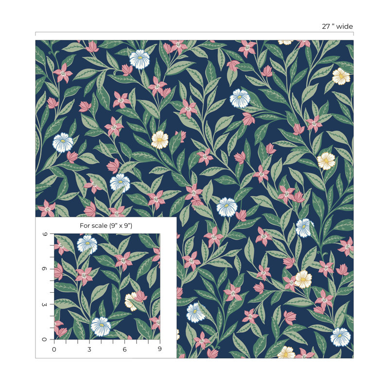 Rouleau de fleurs Addilee, Bleu marine / vert / rose / jaune