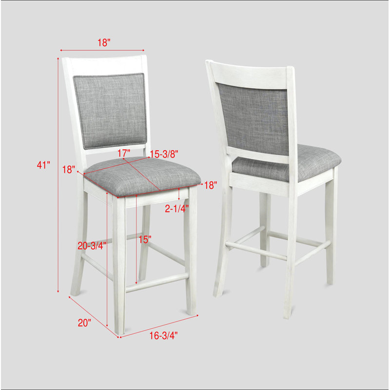 Tabouret de bar 2 pièces, Blanc / Gris