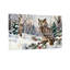 Chouette de Noël enneigée, branche de forêt, baies, ensemble de 3 impressions sur toile-1346128791