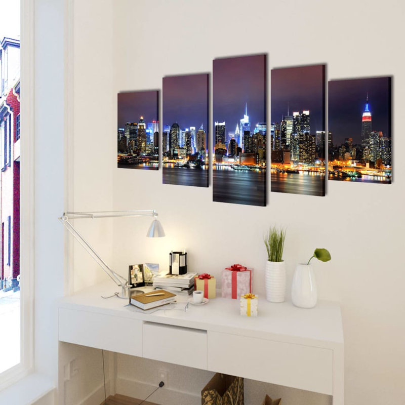 Ensemble d'impressions murales sur toile, H 39,37 po x l 78,74 po x P 0,70 po, Mauve / Noir