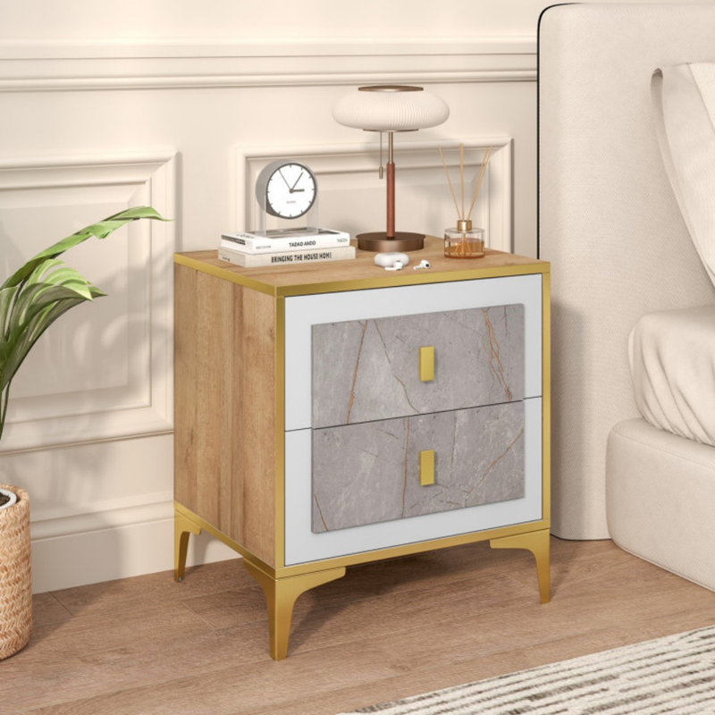 Table de chevet avec 2 tiroirs coulissants pour la chambre à coucher du salon
