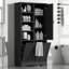 Armoire de rangement pour salle de bain avec portes et tiroirs, panier à linge inclinable, plusieurs espaces de rangement, style autoportant, tablette ouverte, tablette réglable, noir-847736805