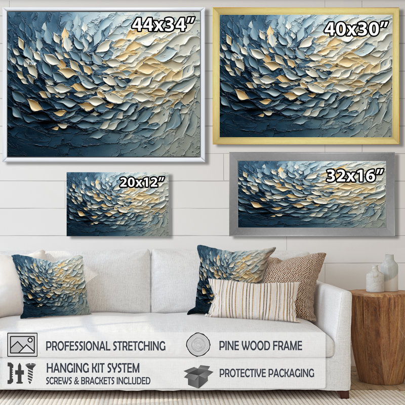 Brightling jaune bleu délicat pétales de fleurs illusion I - fleurs abstraites, art mural, Toile tendue, Ne s’applique pas