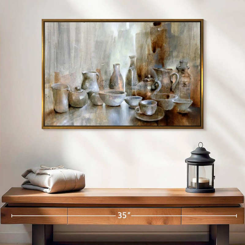 Still Life Coffee Time, 25 po x 17 po, Cadre flottant doré