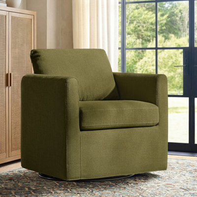 Nicha 29"W Modern Farmhouse Slipcovered Swivel Barrel Chair