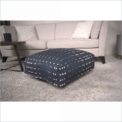 Ottoman Floor Cushion, 25x25x8 Navy Blue &amp; White | Dark Blue | Fabric