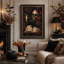 Impression sur toile, crâne gothique et corbeau noir debout sur Halloween antique-508052291
