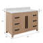 Graelyn Meuble-lavabo simple rectangulaire en marbre de Carrare blanc avec chêne vieilli-1865588161-1865588163