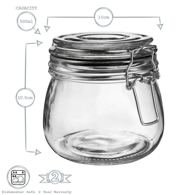 Argon Tableware - Glass Storage Jars, Clear/Black